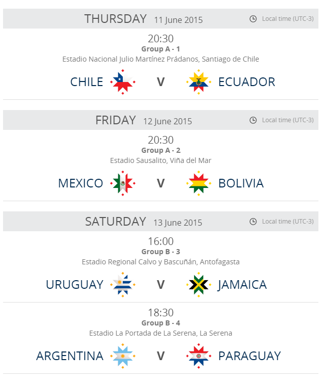 calendrier des rencontres copa america 2011