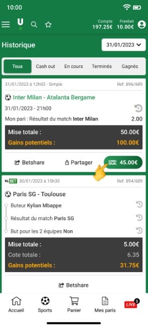 cash out unibet bis