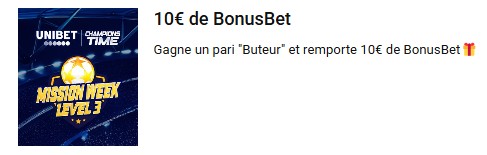 10¬ de bonus en remportant un pari Buteur sur Unibet !